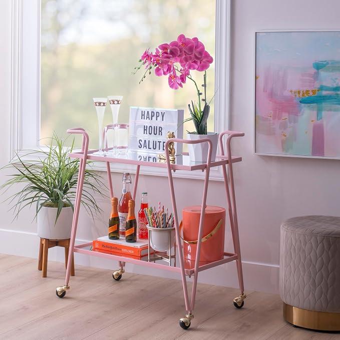 Gina Pink Mid-Century Bar Cart - Image 5