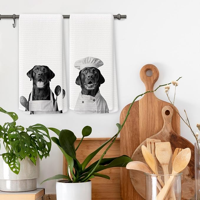 Funny Chef Labrador Retriever Kitchen Towels Set of 2, Labrador Retriever Gifts - Image 2