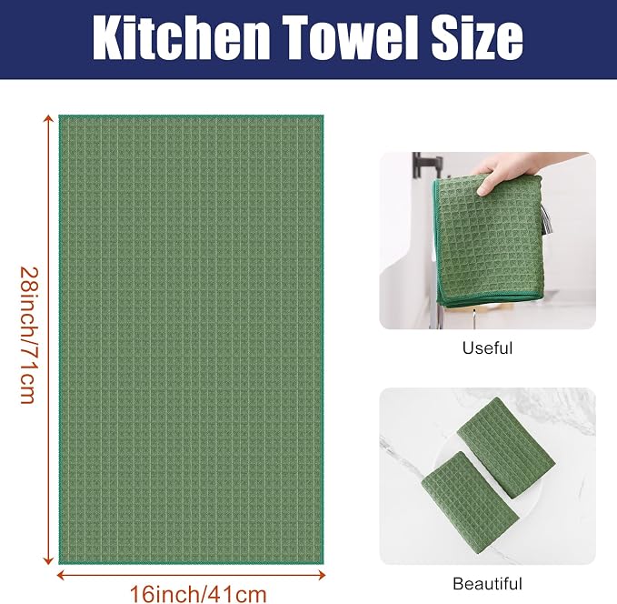 Homaxy Microfiber Waffle Weave Kitchen Towels, 16 x 28 Inch Ultra Absorbent and - Image 2