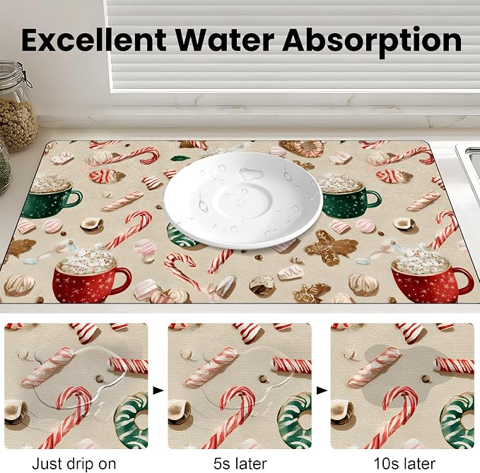 BVBOX Coffee Bar Mat Absorbent Dish Drying Mat Cuttable Hide Stain Draining - Image 5