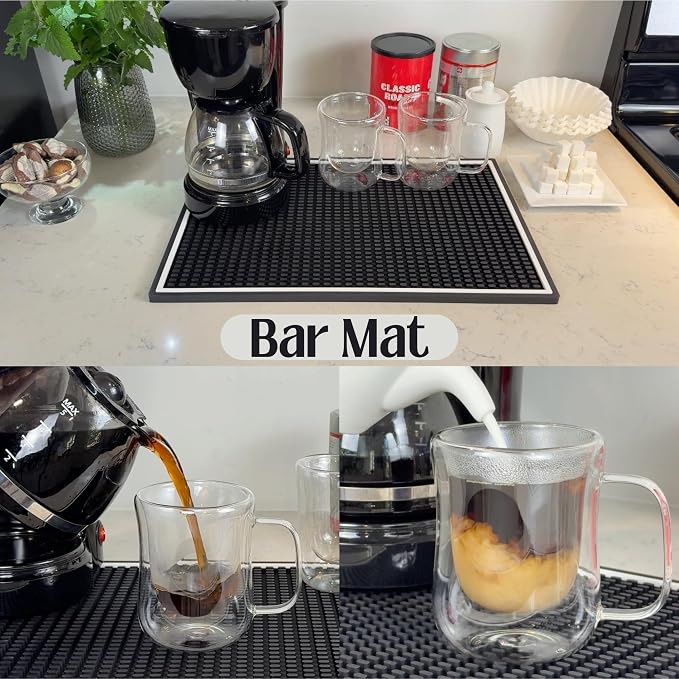 Coffee Bar Mat for Countertop White Frame 18x12 in, Silicone Espresso Machine - Image 4