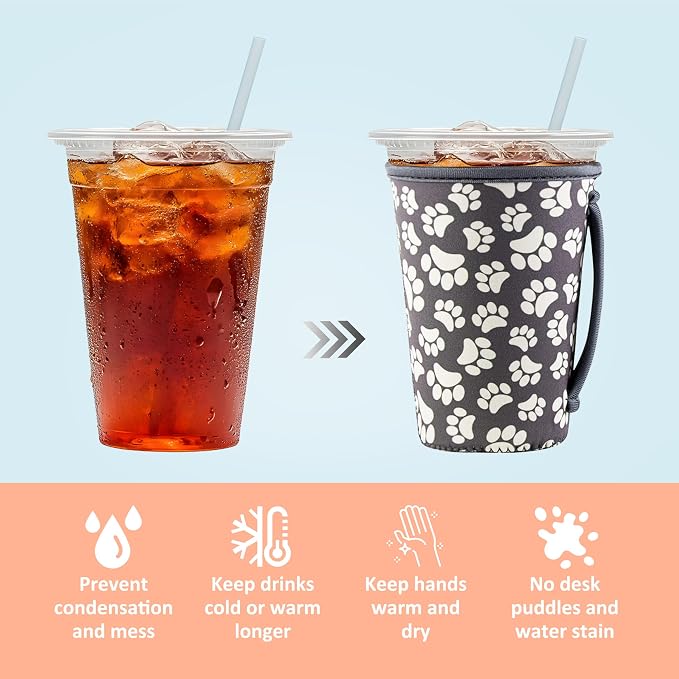 KJQJLY 3 Pack Reusable Iced Coffee Sleeves - Image 3