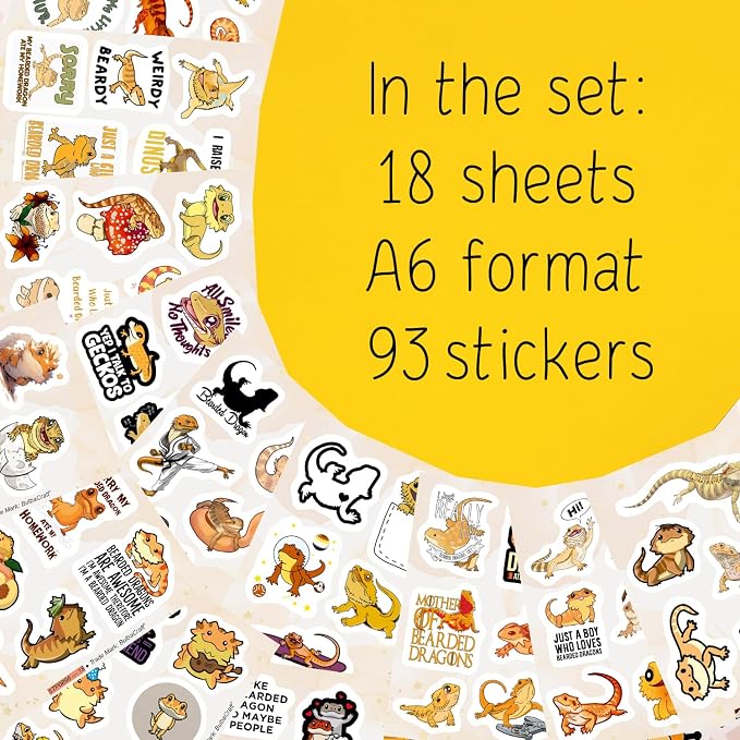 100Pcs Cute Bearded Dragon Stickers - Image 2