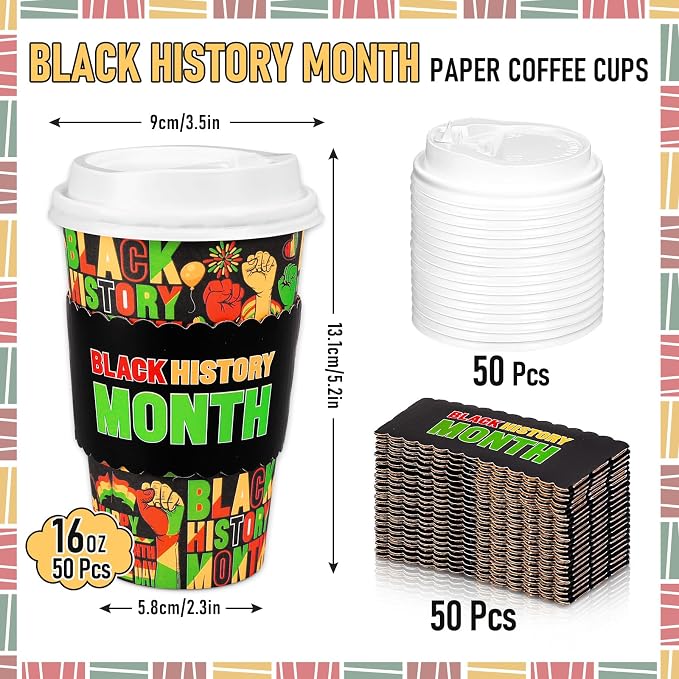 Whaline 50 Pcs Happy Juneteenth Disposable Coffee Cups - Image 2