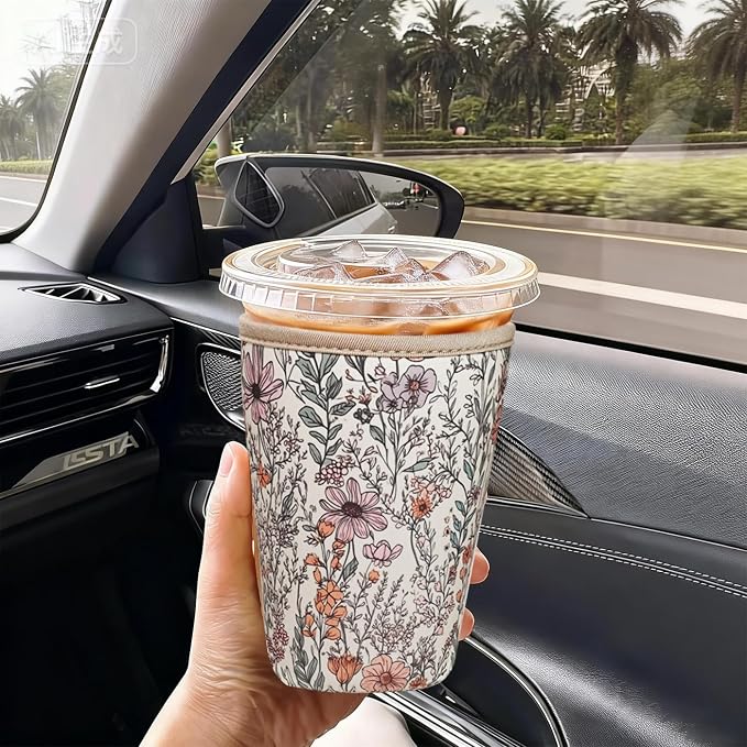 Reusable Insulated Neoprene Iced Coffee Cup Sleeve, Durable Drink Sleeve - Image 2