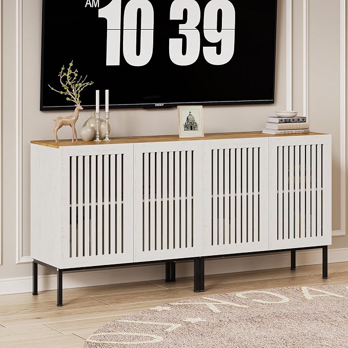 BVIUNTWO Set of 2 White Farmhouse Buffet Cabinet - Image 5