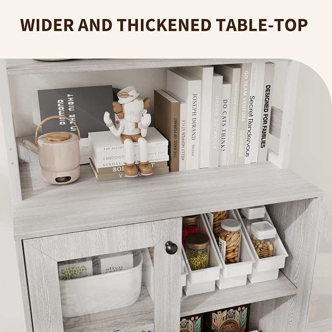 Kitchen Pantry Cabinet with LED Lights & Power Outlet, 66.9" H Kitchen Bakers - Image 7