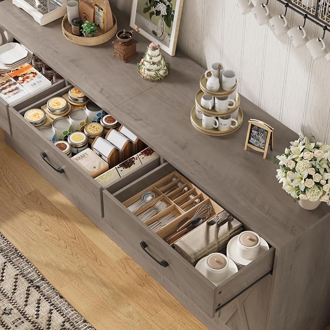 HOSTACK 71" Large Sideboard Buffet Cabinet - Image 6
