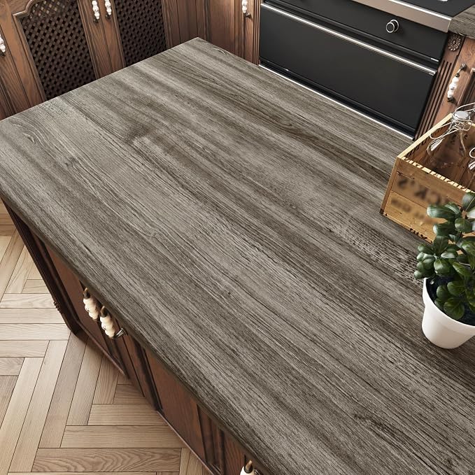 WESTICK Brown Wood Countertop Peel and Stick Wood Wallpaper Vintage Wood - Image 2