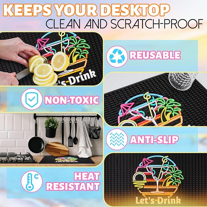 Bar Mats for Countertop – 12" x 18" Tropical Pattern Rubber Bar Mat for Home Bar - Image 7
