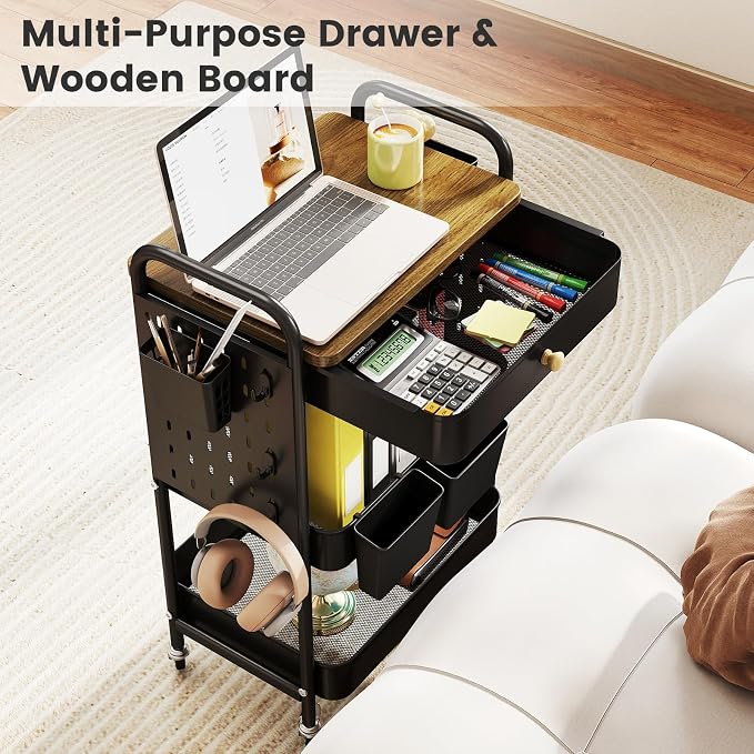danpinera 3-Tier Rolling Cart, Metal Rolling Storage Cart - Image 6