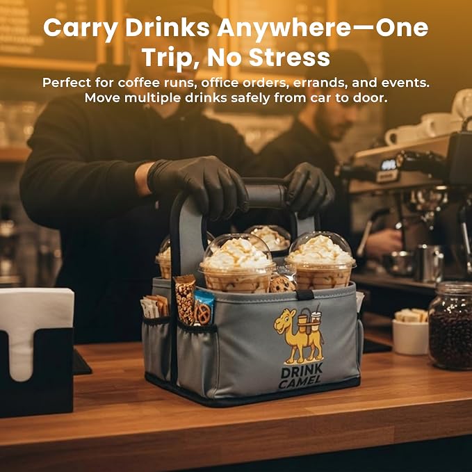 Reusable Drink Carrier with Handle, Foldable 4 Cup Drink Holder Carrier - Image 5