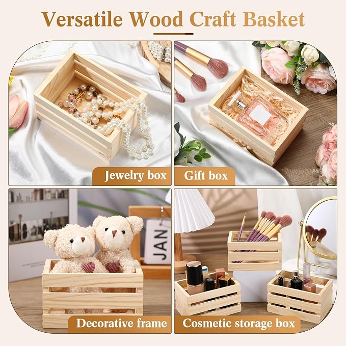 Roowest 6 Pcs 6.5'' Small Wooden Crates - Image 6
