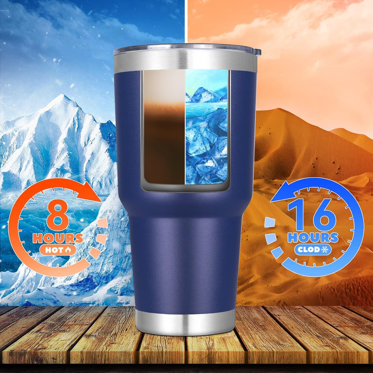 DOMICARE 30 oz Tumbler with Lid and Straw, Stainless Steel Tumblers Bulk, Insulated Vacuum Double Wall Travel Coffee Mug, Durable Powder Coated Tumbler Cups (Navy, 12)