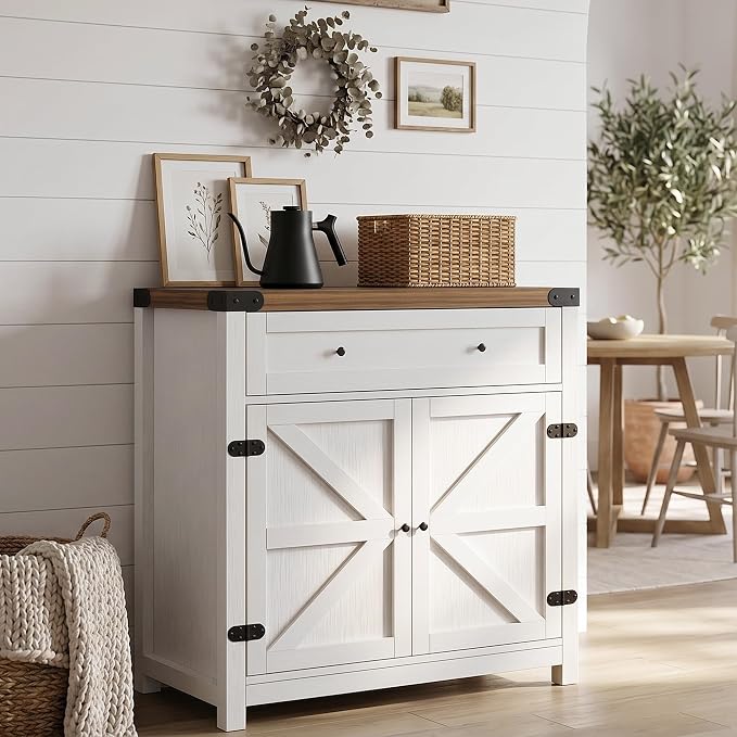 YESHOMY Kitchen Storage Cabinet, Coffee Bar Cabinet, Farmhouse Sideboard Buffet by SearchallYESHOMY