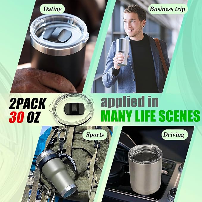 Replacement lids for 2 spill-proof stainless steel travel mugs，Open/Close - Image 4