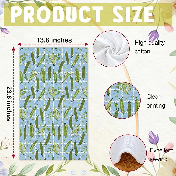 Bright Green Beans Kitchen Towels, Quick Drying Dish Towels, Soft Absorbent - Image 2
