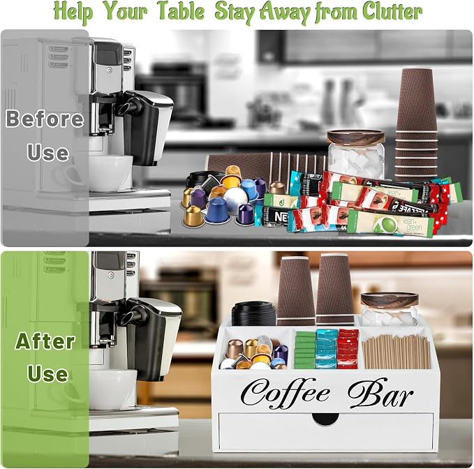Coffee Bar Organizer Countertop, Wooden Bar Accessories - Image 7
