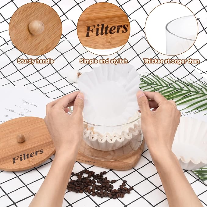 Coffee Filter Holder with Lid, Glass Coffee Filter Storage Container, Coffee - Image 4