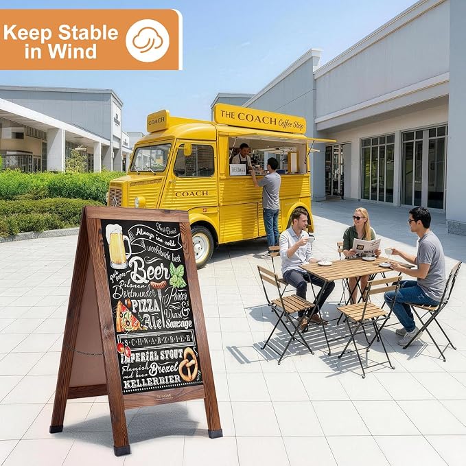 Wood Magnetic A-Frame Chalkboard Signs, Double-Sided Sidewalk Blackboard - Image 6