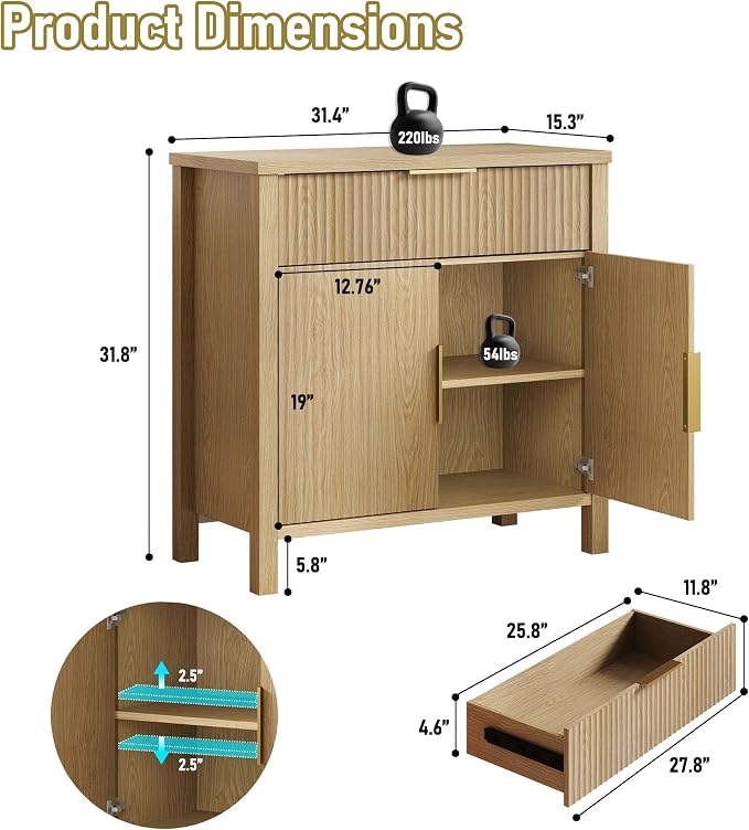 Fluted 55'' Sideboard Cabinet - Image 2