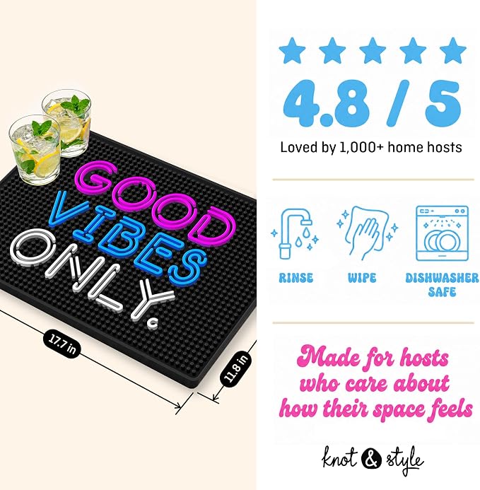 Good Vibes Only Bar Mat – Heavy Duty 18"x12" Rubber Bar Mats - Image 7