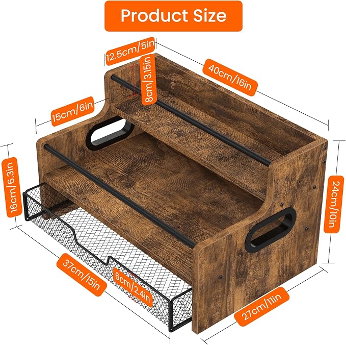 Homode Coffee Syrup Organizer Rack, 3-Tier 8 Bottles Syrup Stand - Image 3