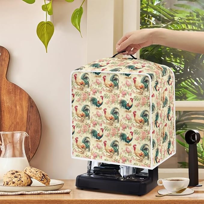 Rooster Rose Coffee Maker Covers Coffee Dust Cover - Image 4