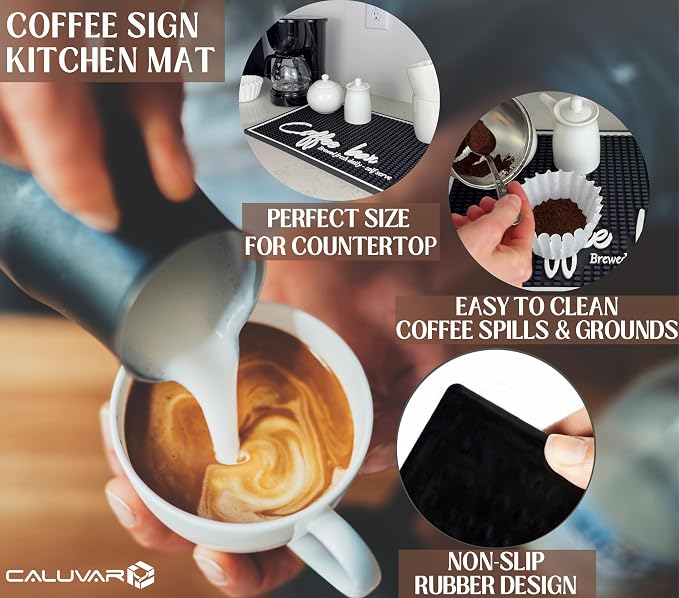 Brewed Fresh Daily Silicone Coffee Bar Mat 18x12 in, Self Serve Coffee Station - Image 3