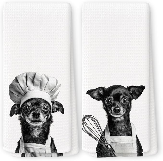 Funny Chef Chihuahua Kitchen Towels Set of 2, Chihuahua Gifts by Unknown