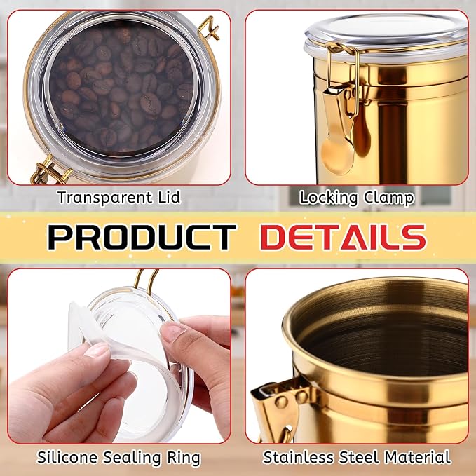 6 Pcs Stainless Steel Food Storage Containers Set Airtight Kitchen Canisters - Image 3