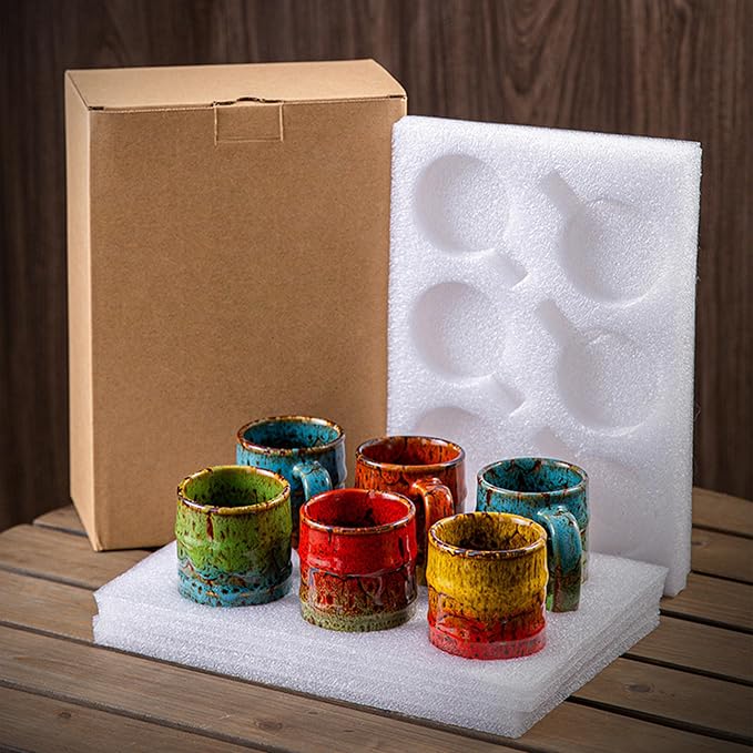 Handcrafted Ceramic Espresso Cups Set of 6, 5 oz - Image 8