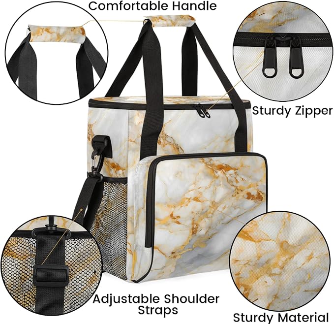 Golden Marble Coffee Maker Carring Bag, Large Insulated Storage Organizer Case - Image 6