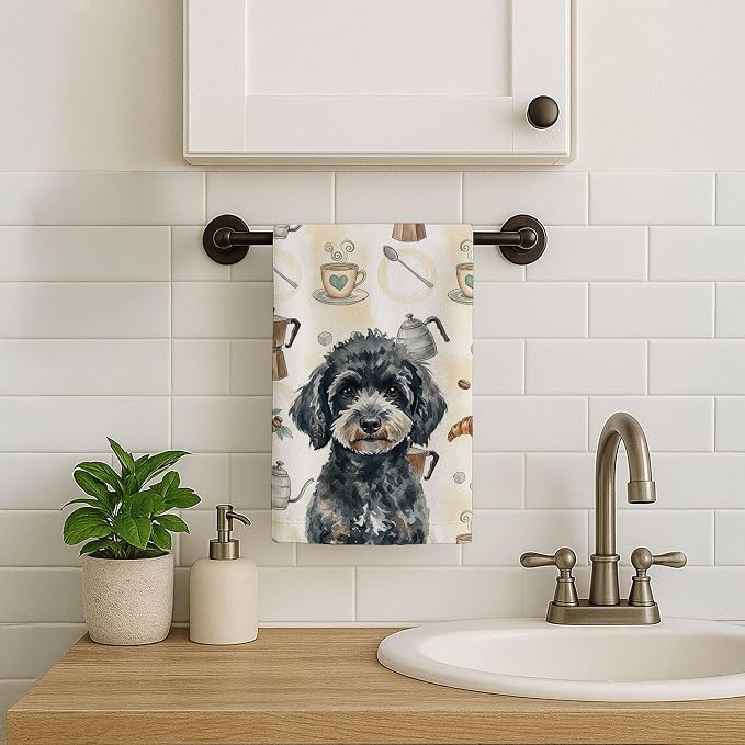 Caroline's Treasures Miniature Black Poodle Coffee Bar Kitchen Towel Velour - Image 7