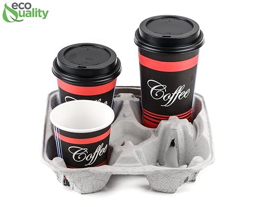 Pulp Fiber Cup Tray Biodegradable 4 Cup Carrier 10 Pack by EcoQuality - Image 5