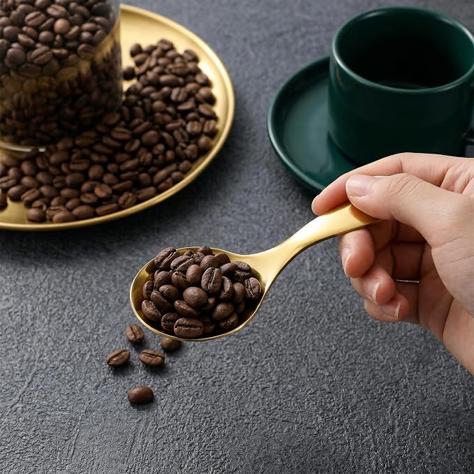 6 Pcs Gold Mini Scoops, Stainless Steel Gold Scoop Spoons | Curved Bowl Design - Image 4