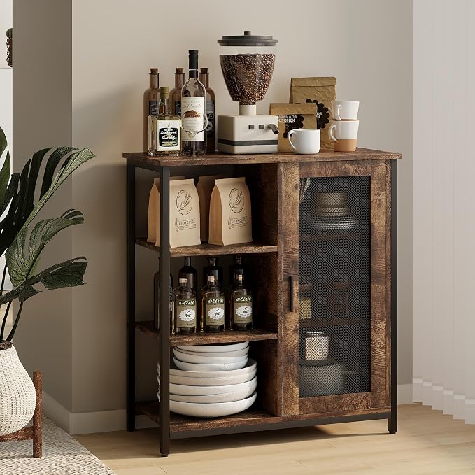 LVSOMT Mini Coffee Bar Cabinet for Home Kitchen, 27.5'' Coffee Stand Station by DecorateHomeatEase