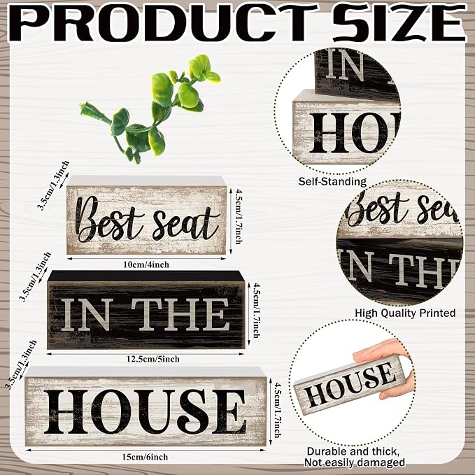Moucuny 4 Pcs Bathroom Shelf Decor Signs Farmhouse Best Seat in the House - Image 3