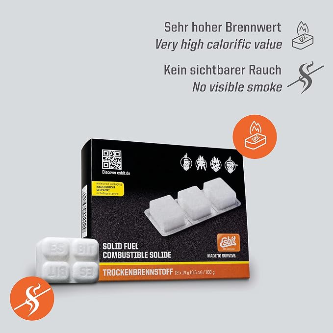 Esbit 1300-Degree Smokeless Solid 14g Fuel Tablets - Image 2