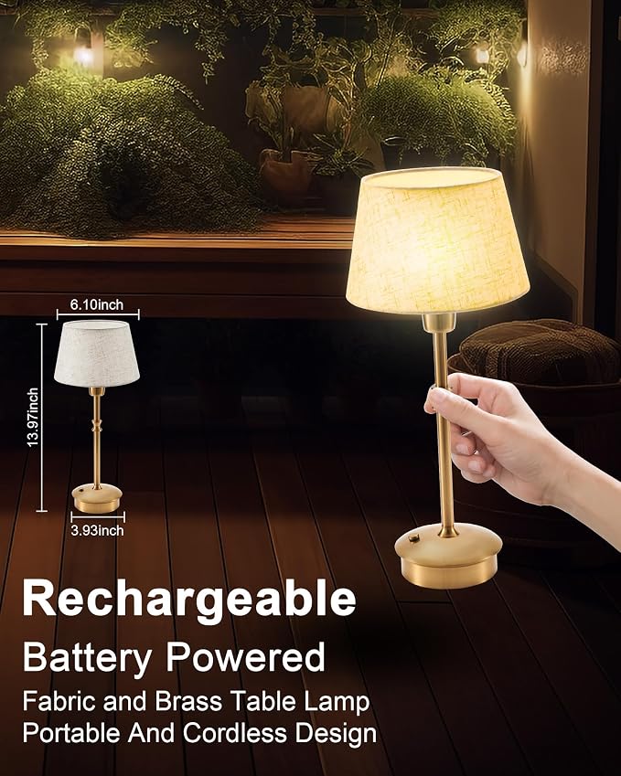 UMEXUS Small Cordless Lamp Rechargeable Table Lamps Set of 2, Dimmable Battery - Image 4