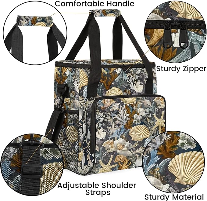 Summer Beach Seashell Coffee Maker Carring Bag, Large Insulated Storage - Image 6