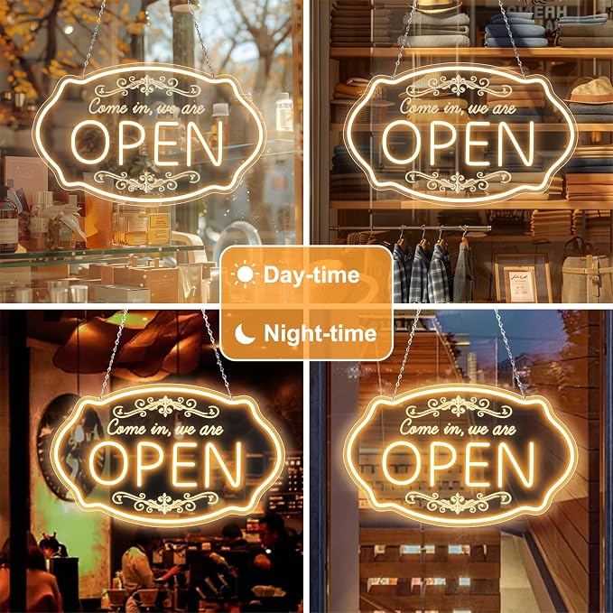 Open Sign for Business, 16.5 x 10 Inch Come In We're Open LED Neon Sign - Image 7