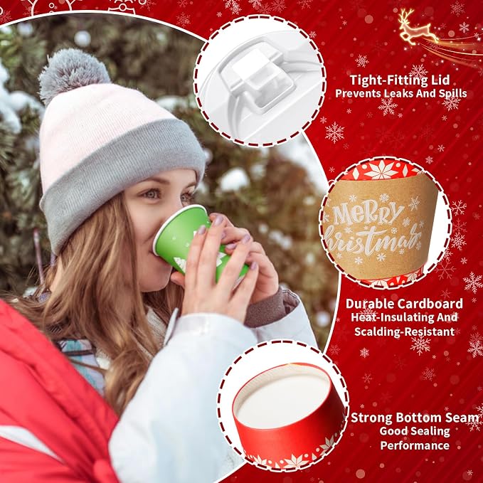 Mimorou 120 Pack Christmas Coffee Cups - Image 3