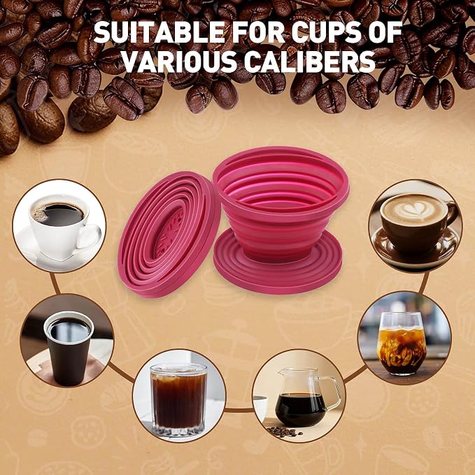 2Pcs Collapsible Pour Over Coffee Dripper, Silicone Filter Holder | Reusable - Image 6