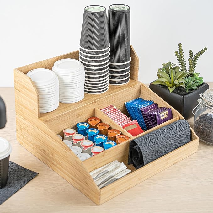 Restaurantware Coffee Cup Organizer 15 x 14.25 x 9.25 Inch Multipurpose Bamboo - Image 8