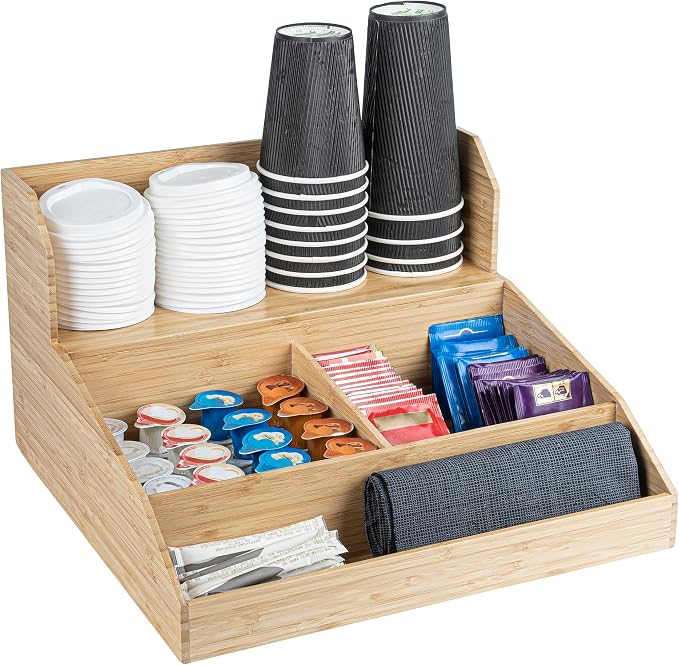 Restaurantware Coffee Cup Organizer 15 x 14.25 x 9.25 Inch Multipurpose Bamboo by Restaurantware