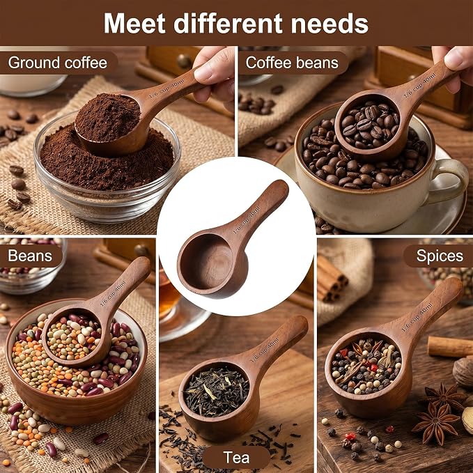 2 Pcs Coffee Scoop for Ground Coffee Walnut Wood Small Coffees Spoons 40 ml - Image 4