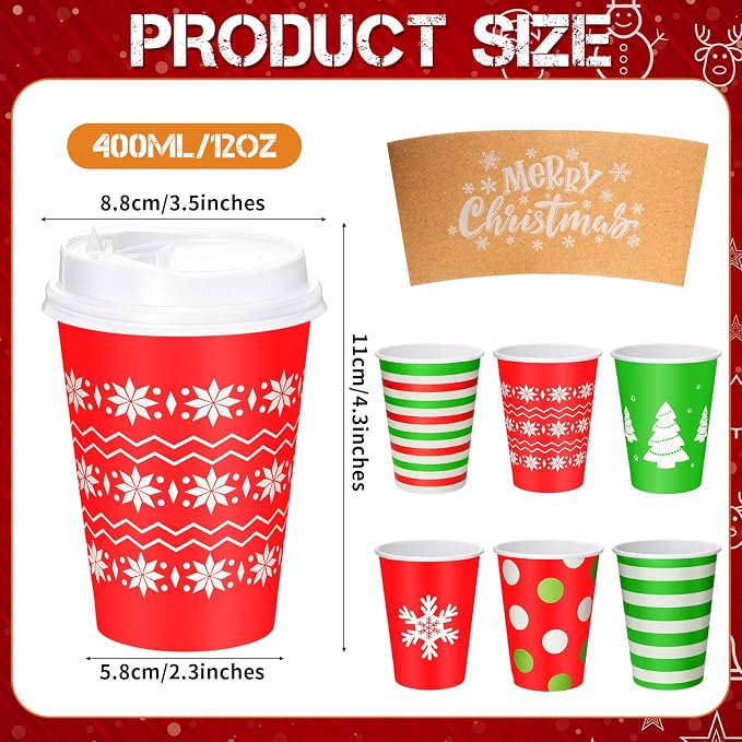 Mimorou 120 Pack Christmas Coffee Cups - Image 2