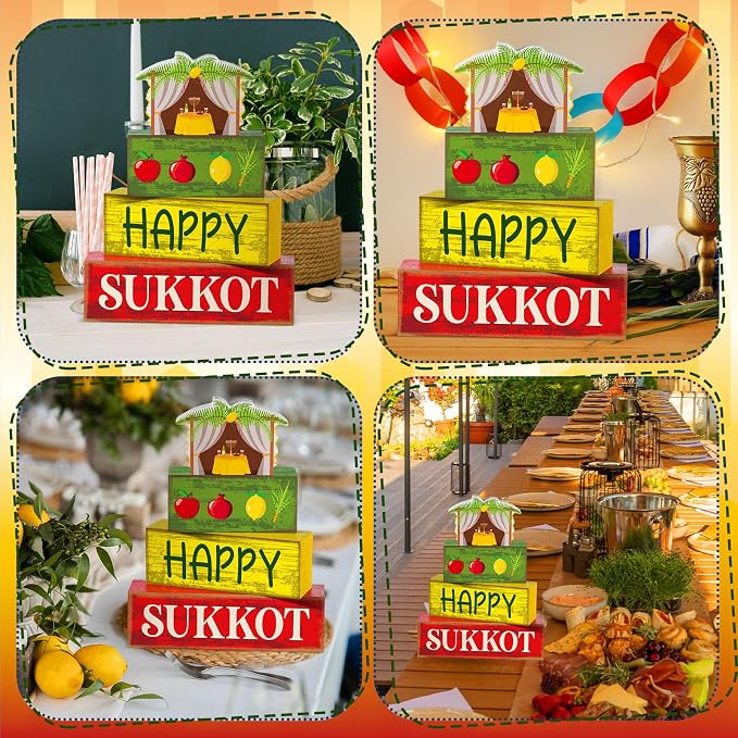 Yuntau 4 Pcs Happy Sukkot Table Decorations Sukkot Centerpieces - Image 5