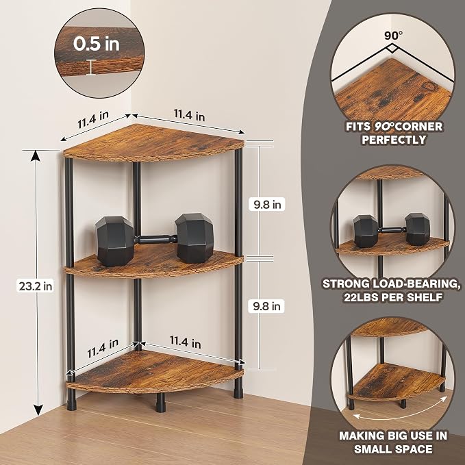 Corner Plant Stand Shelf, 3 Tier Small Shelf Plant Stand - Image 2